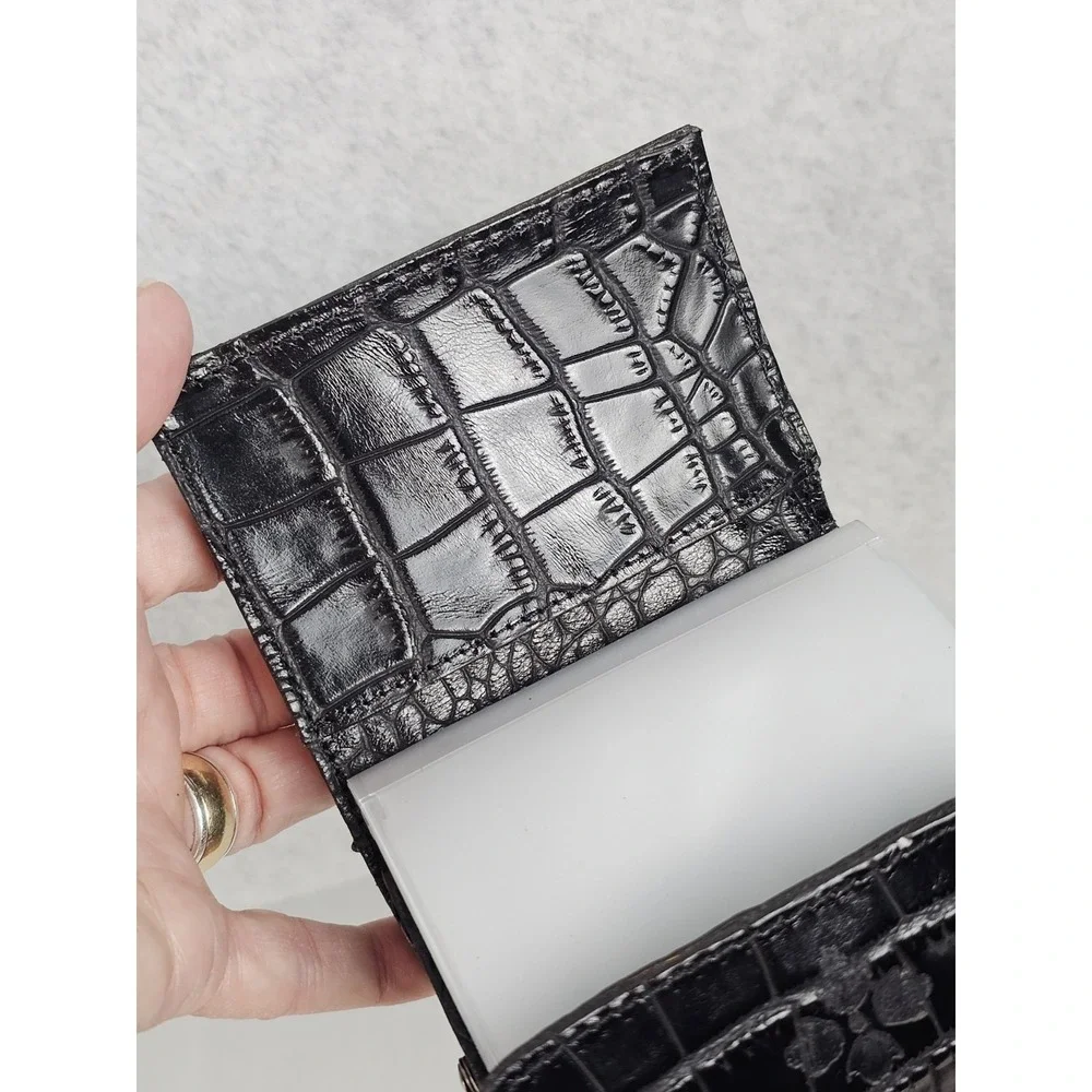 Patricia Nash Leather Astor Wallet Black Croco